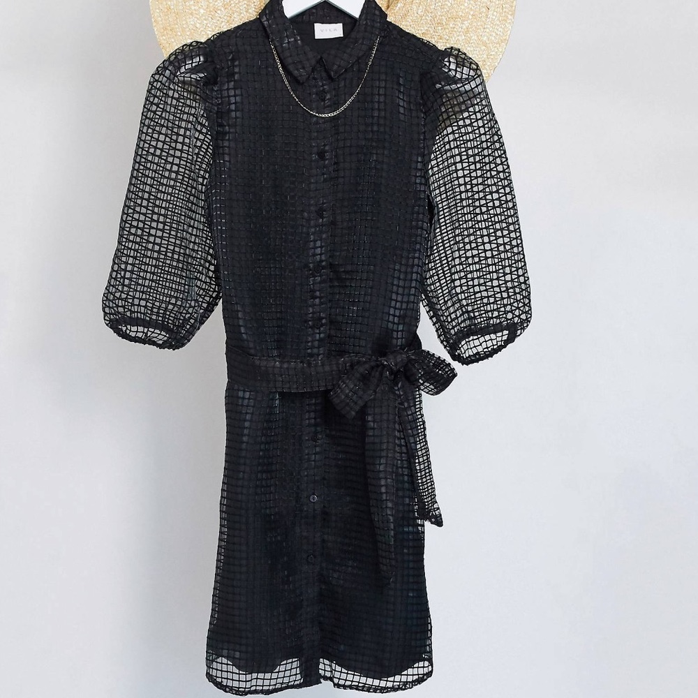 Mesh / Organza mini shirt dress